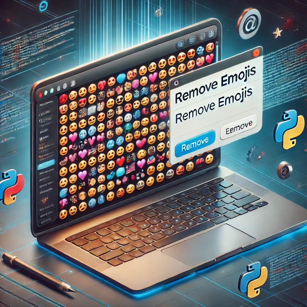 Minimalist online tool interface removing colorful emojis from a block of text, with clean, emoji-free output displayed in real-time."